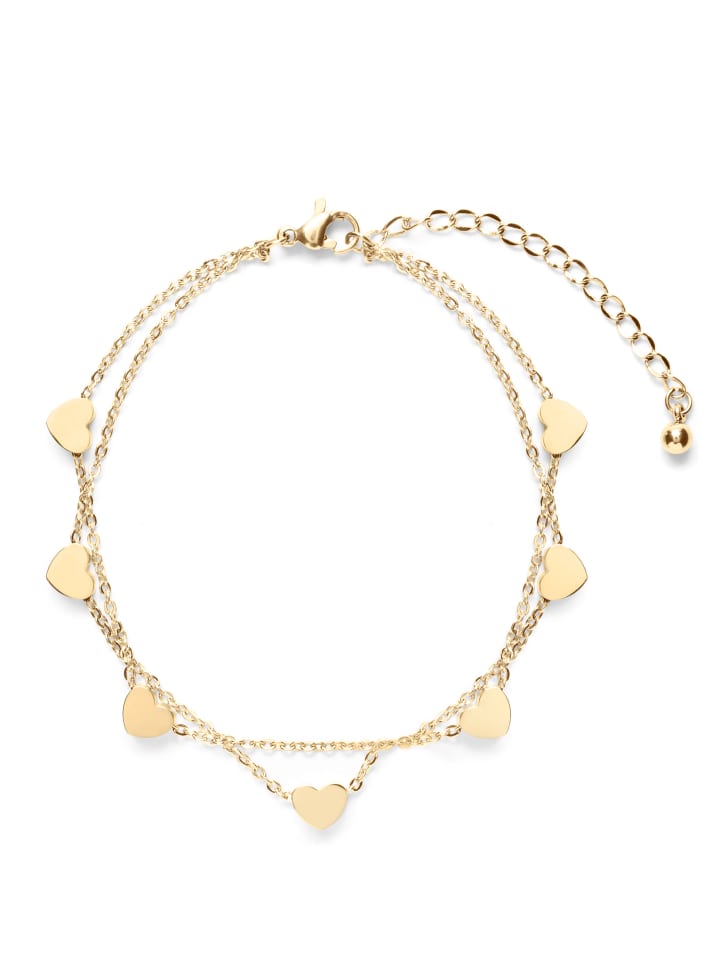 Vergold. Armband Herzchen Edestahl in Gold - (L) 15-20 cm