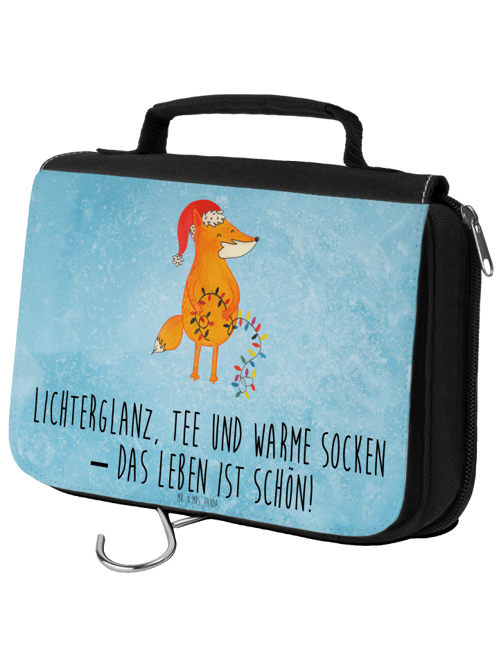 Kosmetiktasche Fuchs Weihnachten mit Spruch in Eisblau