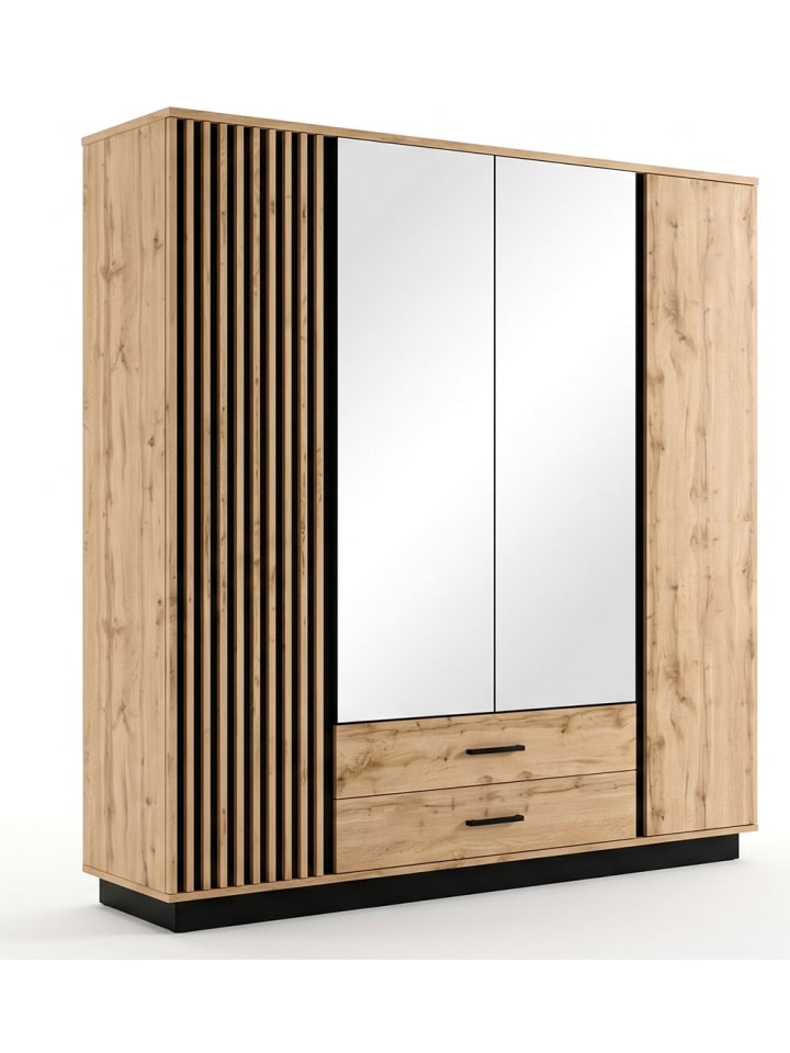 Kleiderschrank Lamia Eiche Wotan / schwarz 196 / 52 / 205cm