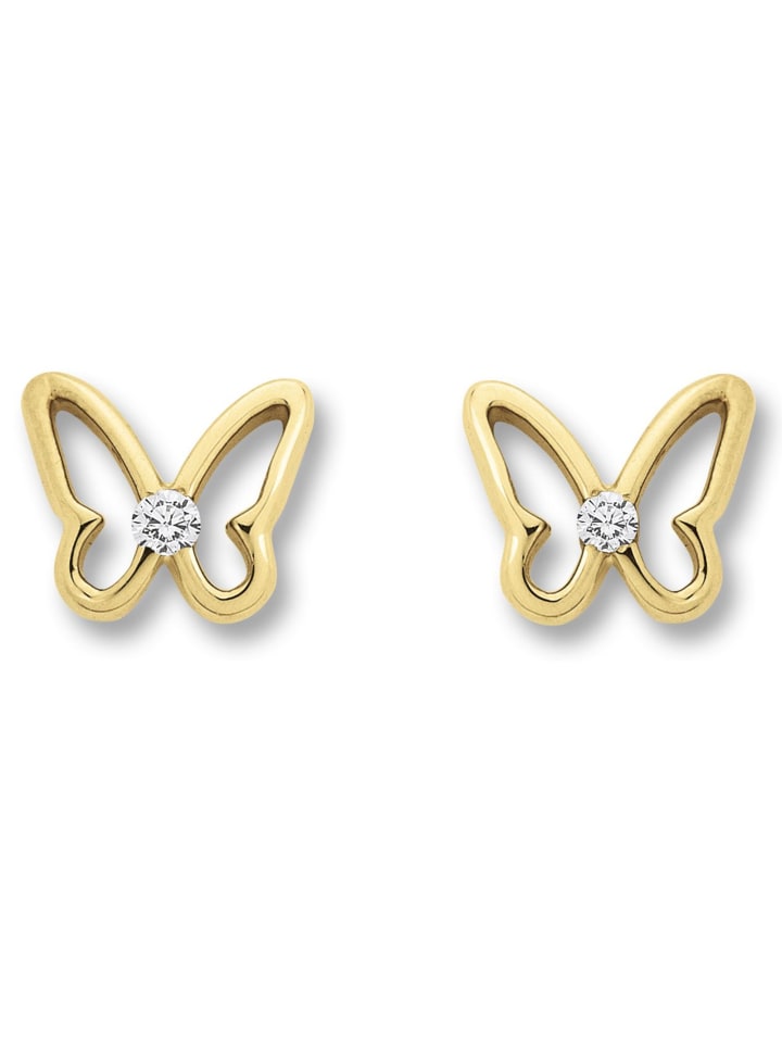 ONE ELEMENT Zirkonia Schmetterling Ohrringe | günstig limango kaufen in Gelbgold Ohrstecker aus gold 333