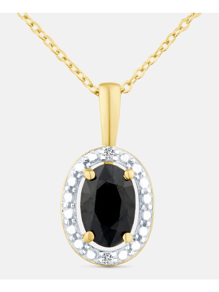 Kette mit Anhänger, mit schwarzer Saphir, 375 Gelbgold