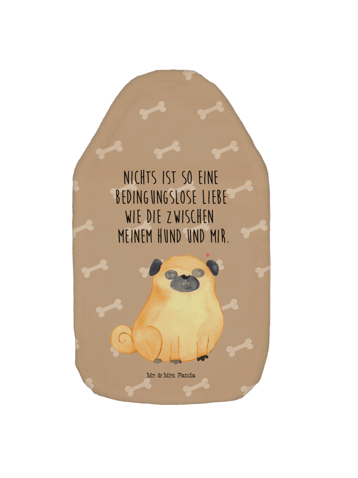 Wärmflasche Mops mit Spruch in Hundeglück