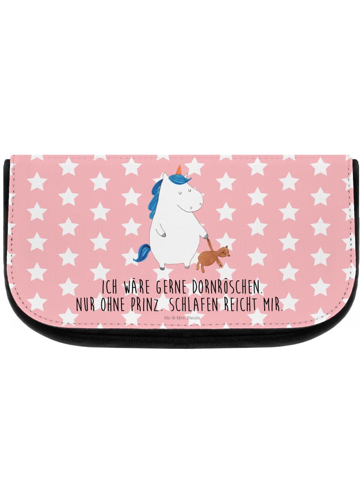 Kosmetiktäschchen Einhorn Teddy mit Spruch in Rot Pastell