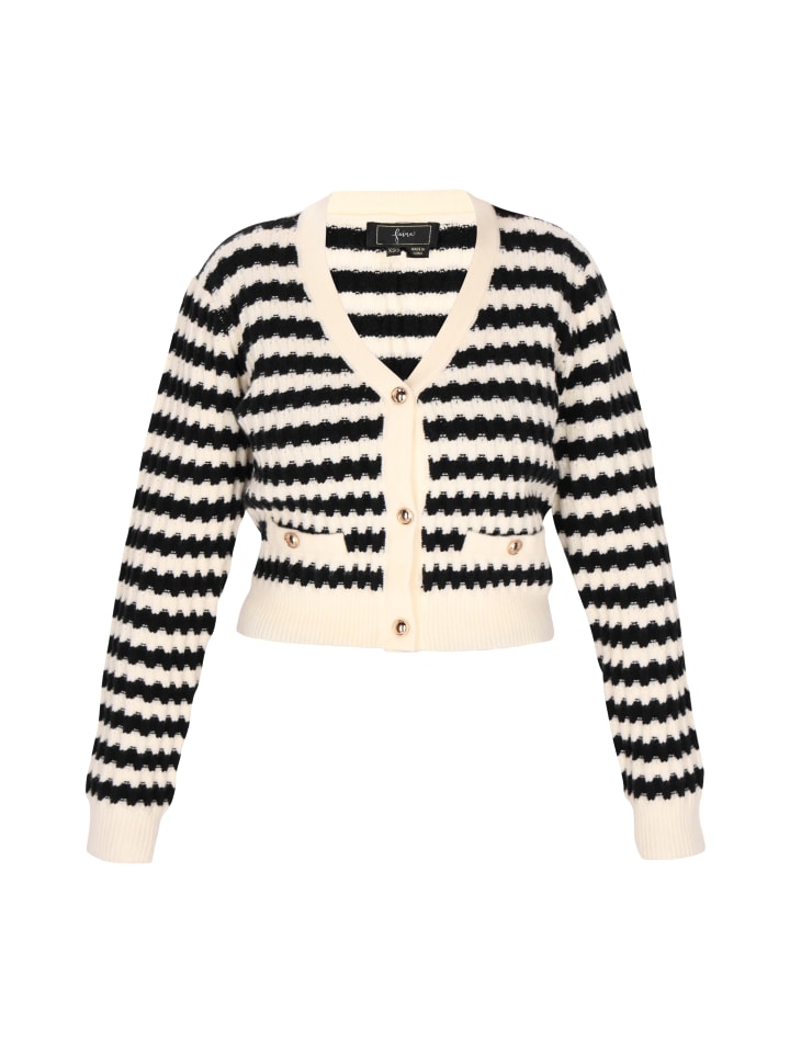 Damen Cardigan in Schwarz Wollweiss