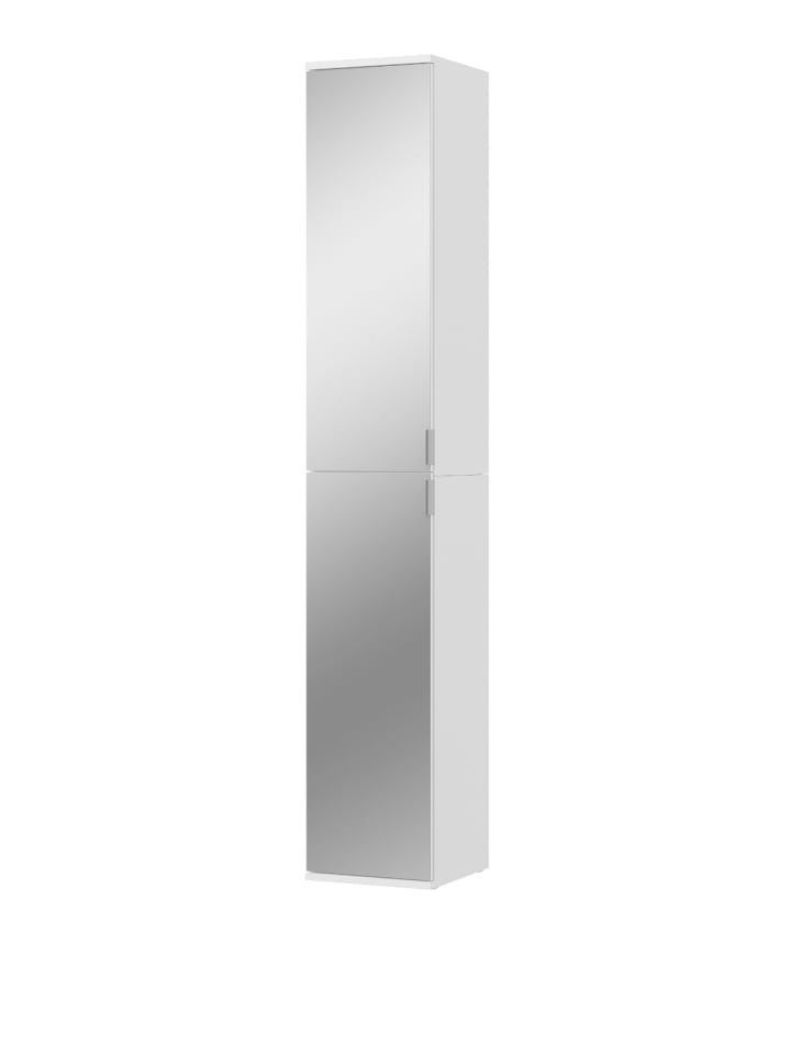 Kleiderschrank weiß 30 cm 2-türig, Flurschrank mit Spiegel