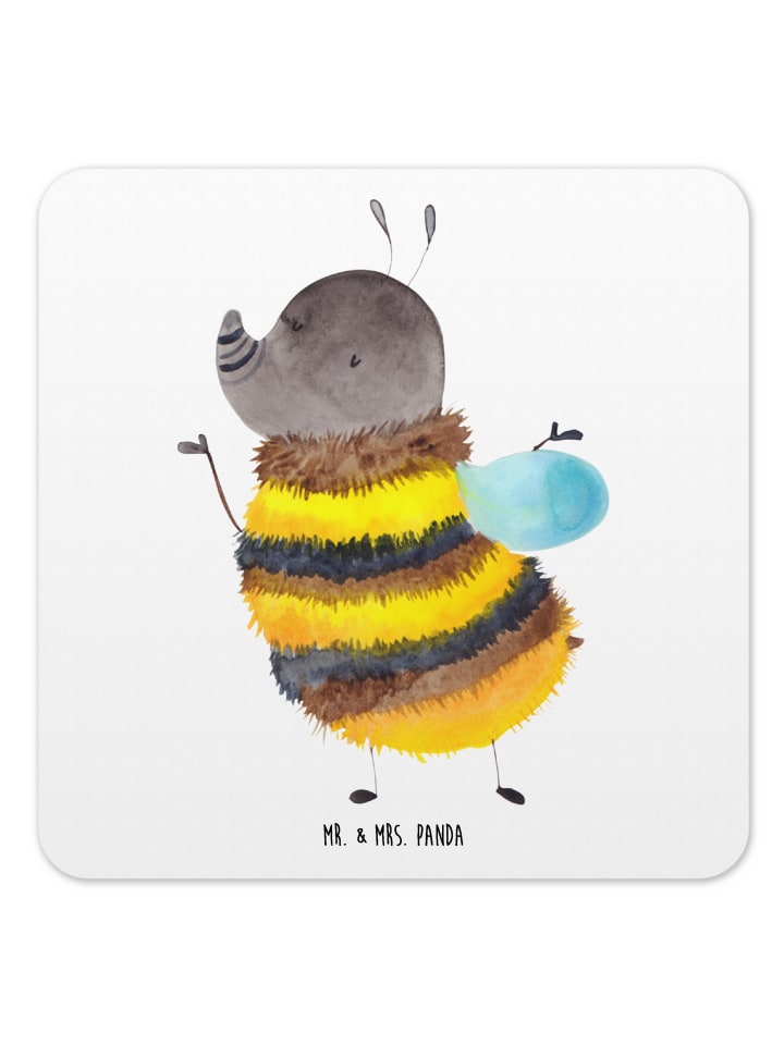 Bierfilz Hummel flauschig ohne Spruch in Weiß