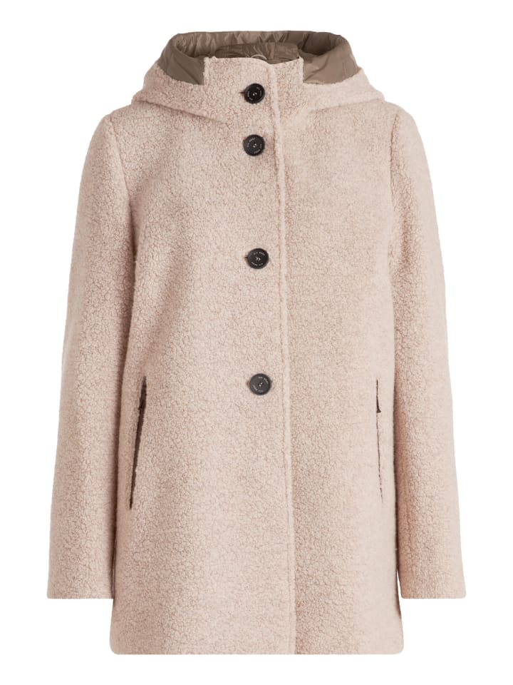 Wolljacke mit Kapuze in Light Sand