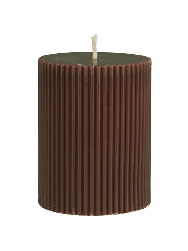 Stumpenkerze gerillt in hazelnut