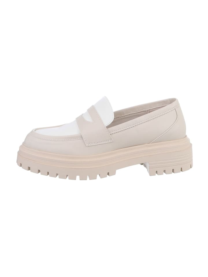 Halbschuh in Beige und Weiß