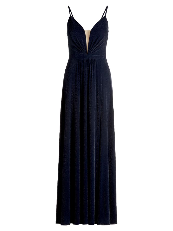 Abendkleid mit Lurexfaden in Dunkelblau/Grau