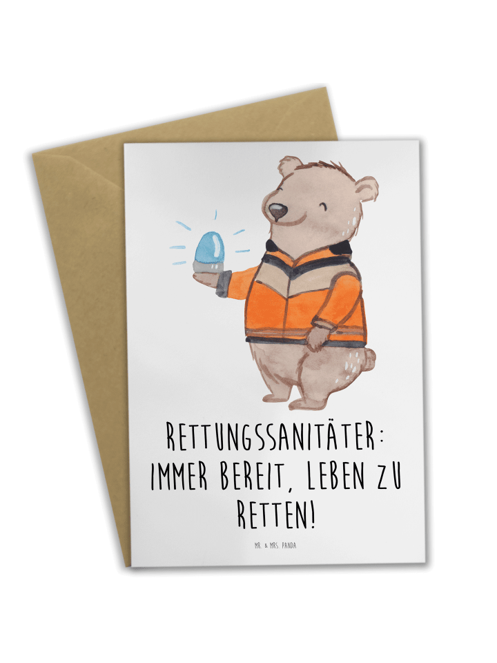Grußkarte Rettungssanitäter Held mit Spruch in Weiß