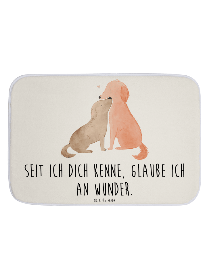 Badezimmerteppich Hunde Liebe mit Spruch in Weiß