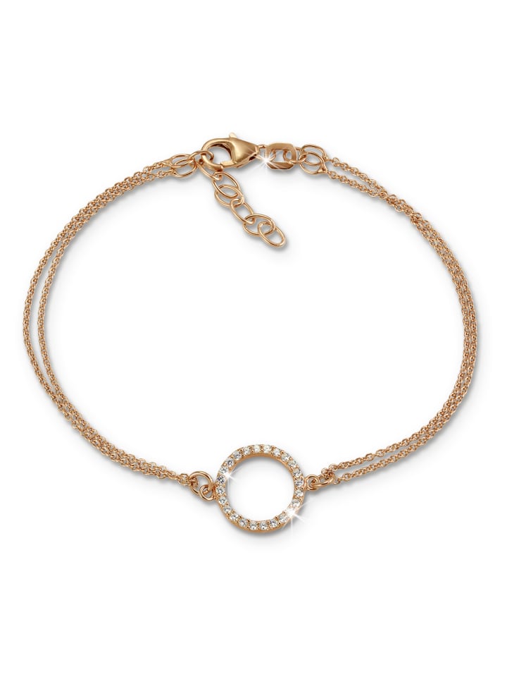 Armband Silber 925 Sterling Silber, vergoldet (Roségold 333) ca. 19cm
