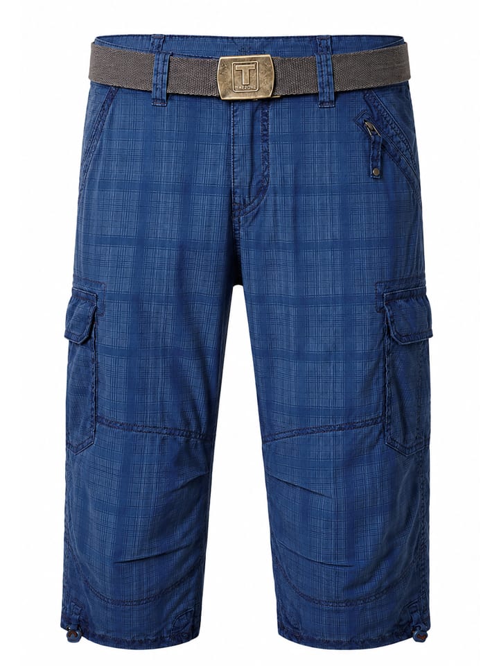 Wadenlange Cargo Shorts Gürtel Reißverschluss in Blau