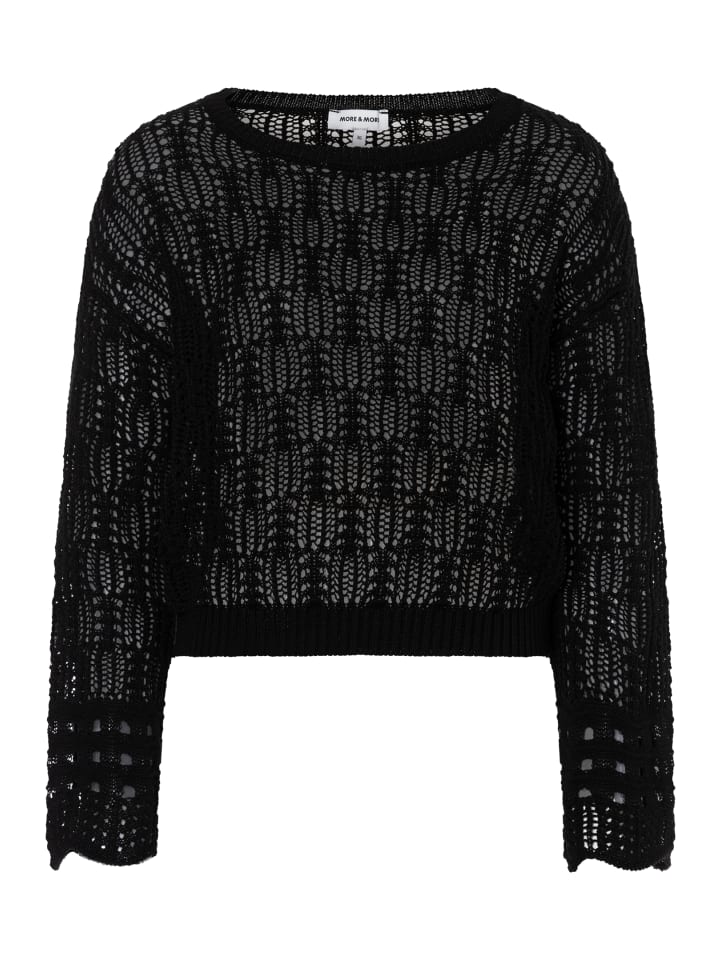 kurzer, sommerlicher Lochstrickpullover in black