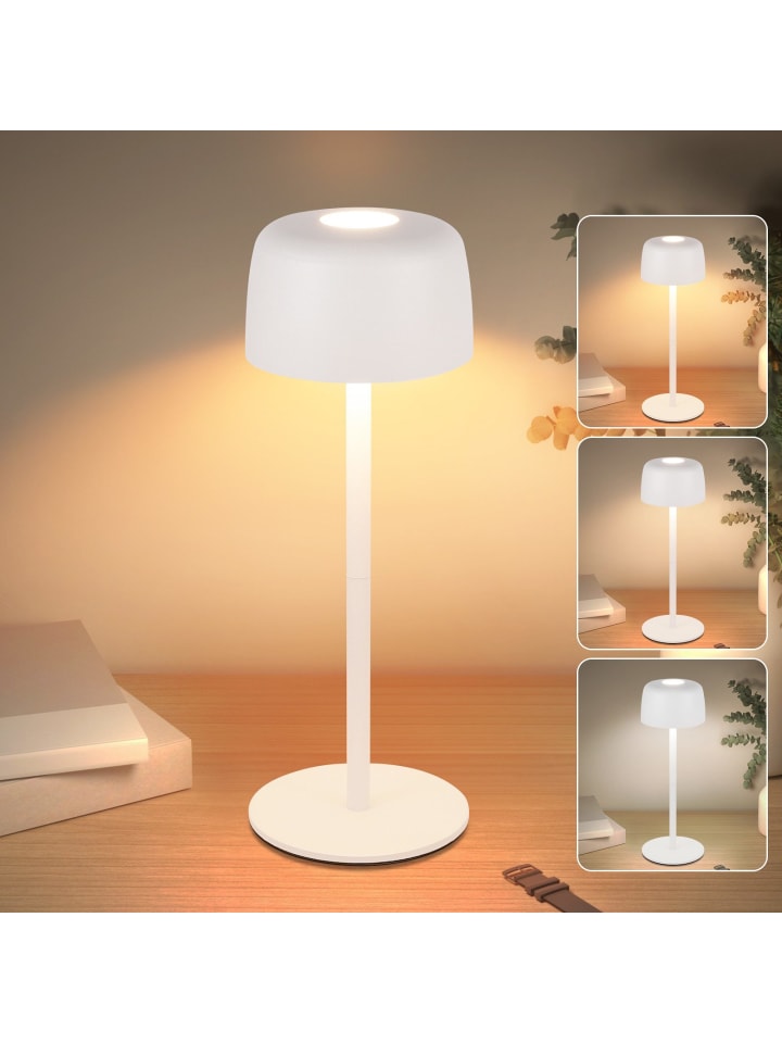 Tischleuchte LED in weiß Tragbar Kabelloses Nachtlampe Touch Dimmbar