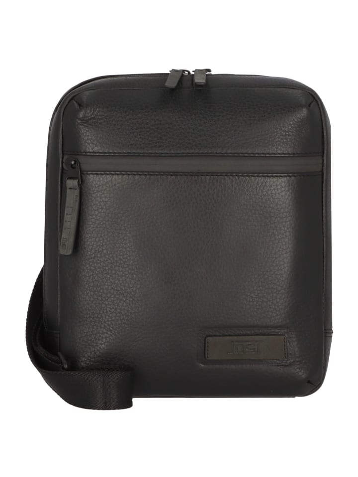 Stockholm Umhängetasche Leder 22 cm Laptopfach schwarz