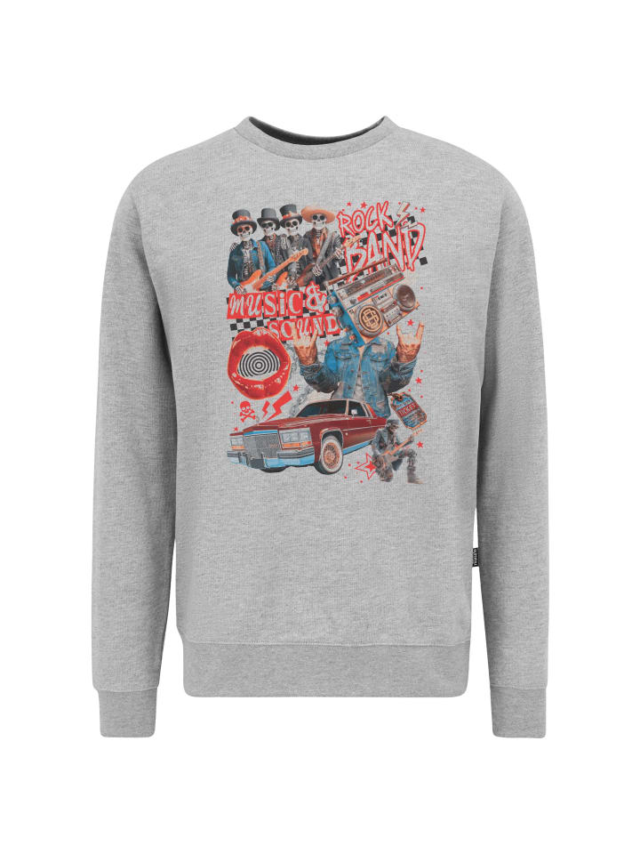 Sweatshirt Xtreme Retro Rock Skull Graphic in Heather Grey