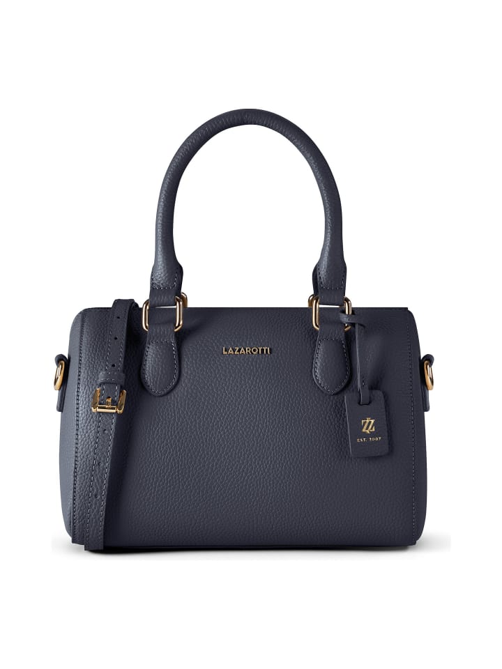 Bologna Leather Bowling-Bag Handtasche Crossbody Leder 26 cm navy