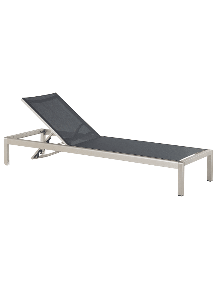 Gartenliege FOSSATO in Schwarz/Silber - (W) 64 x (H) 29 x (L) 198 cm