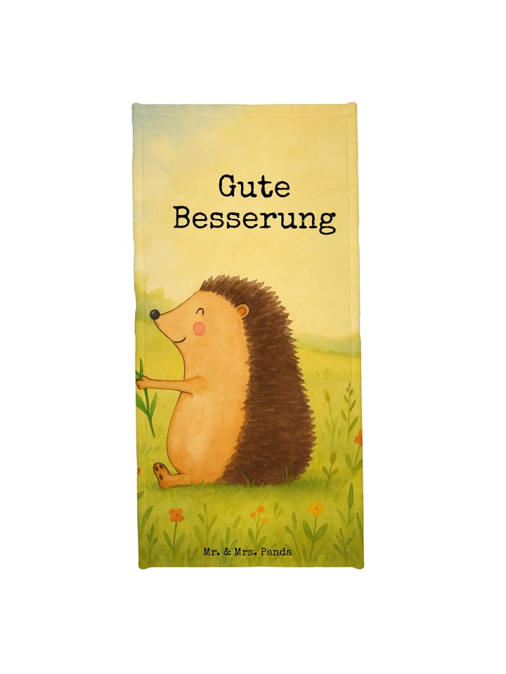 Duschtuch Igel Blumen Design mit Spruch in Weiß