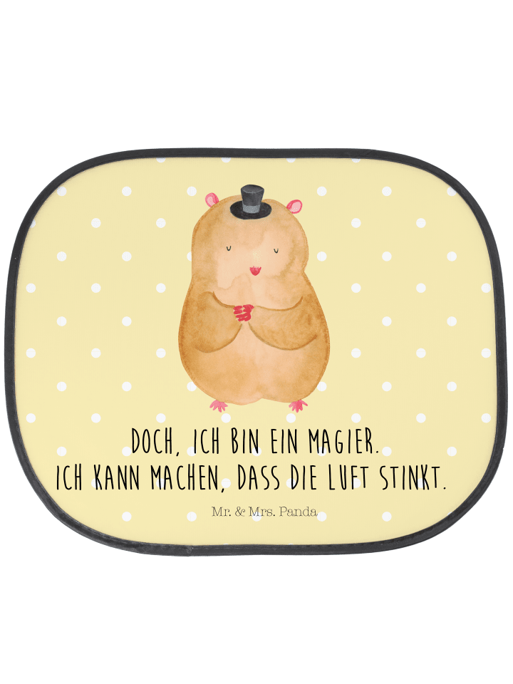 Auto Sonnenblende Hamster Hut mit Spruch in Gelb Pastell