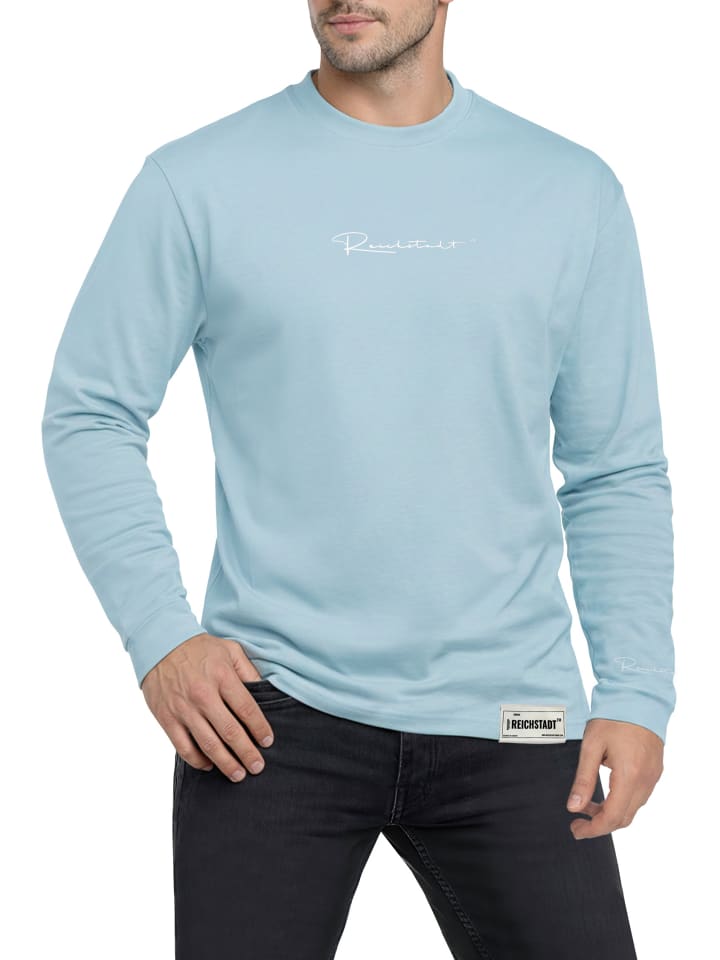 Herren Oversized Langarm Shirt in Baby Blue