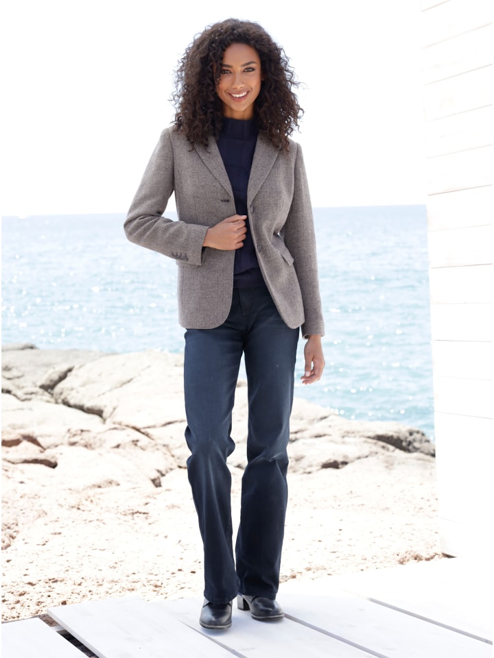 Blazer in marine-sesam-gemustert