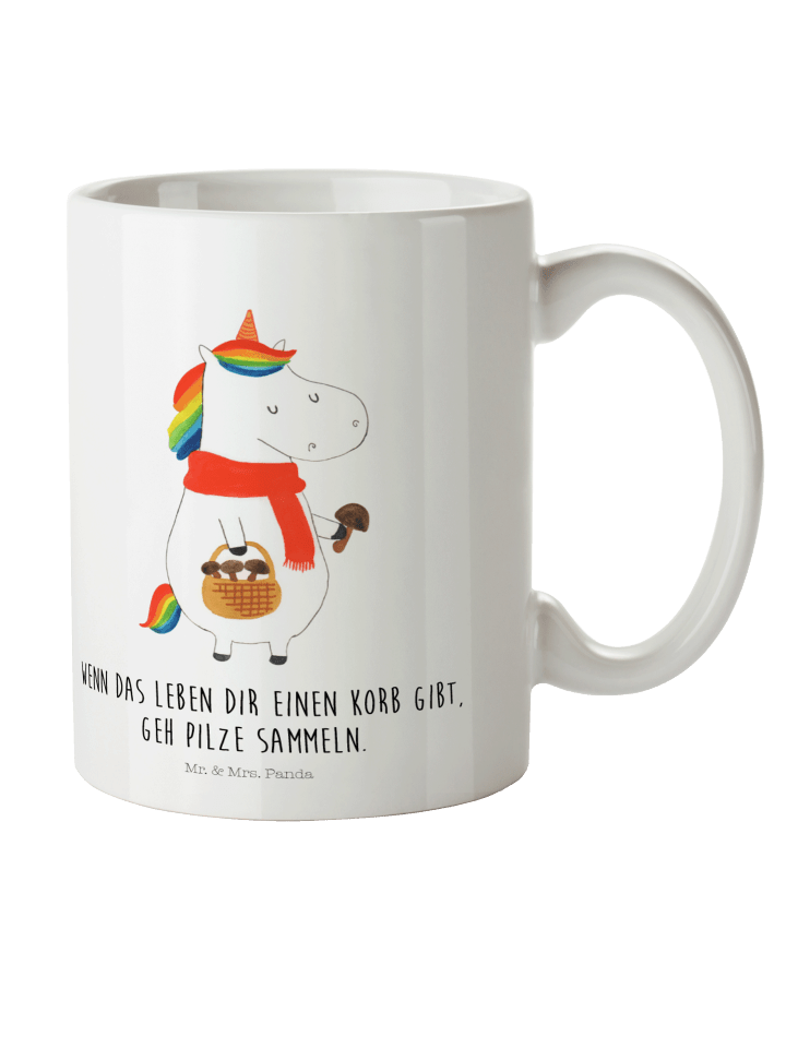 Kindergartentasse Einhorn Pilz mit Spruch in Weiß