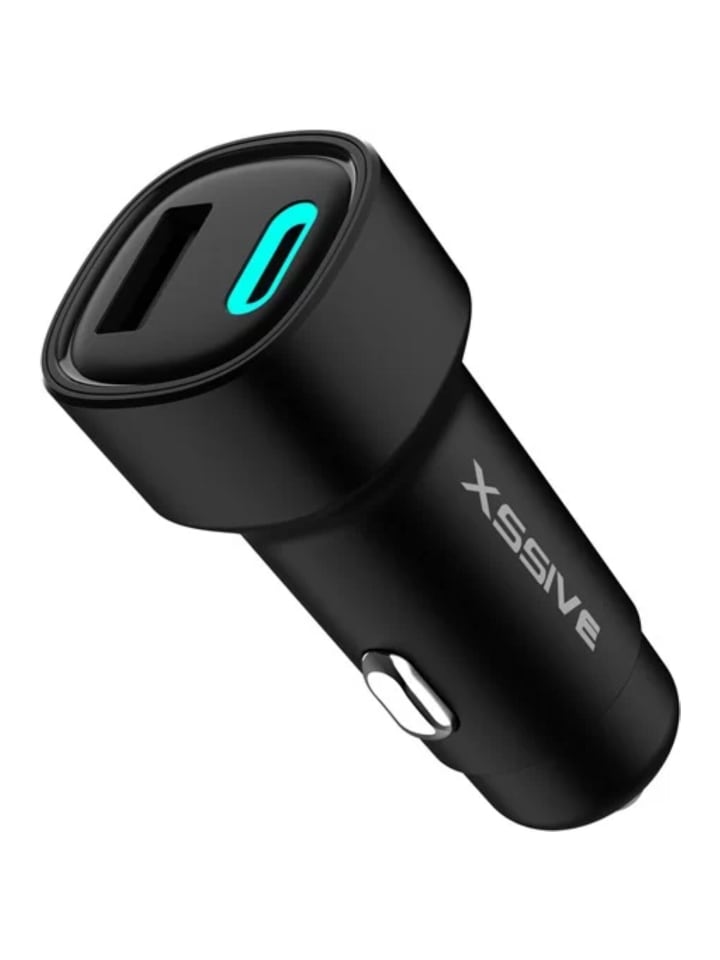 48W PD + QC 3.0 Kfz-Ladegerät mit USB-A & USB-C Anschlüssen in Schwarz