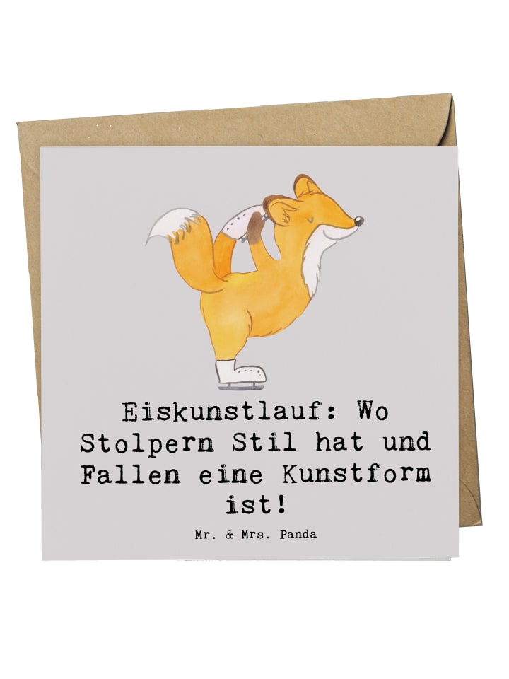 Grußkarte Eiskunstlauf Kunst mit Spruch in Grau Pastell