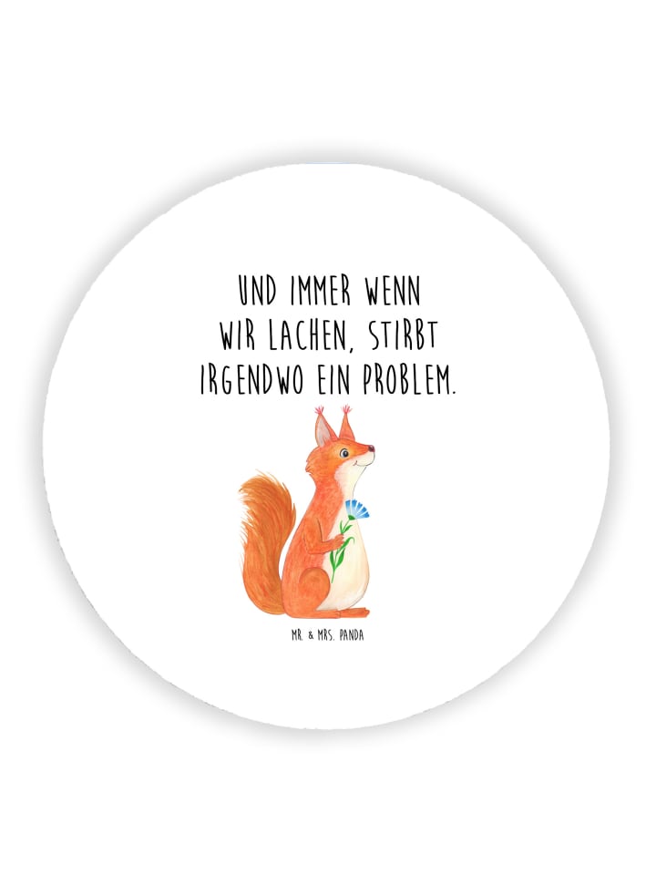 Magnet Eichhörnchen Blume mit Spruch in Weiß