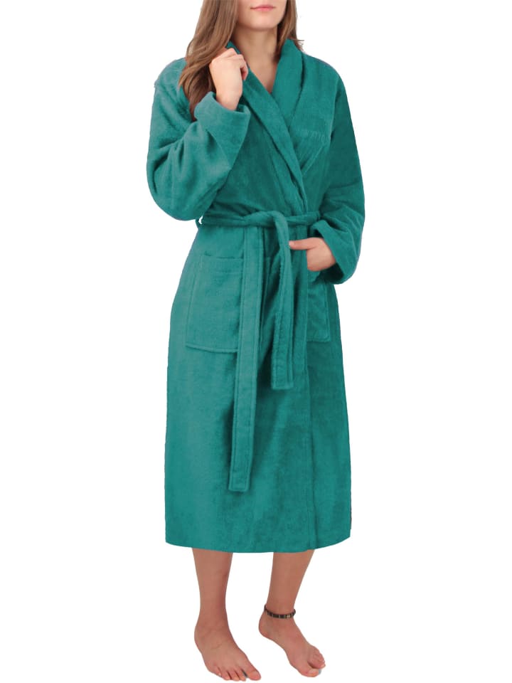 Damen Premium Bademantel Basic in Petrol