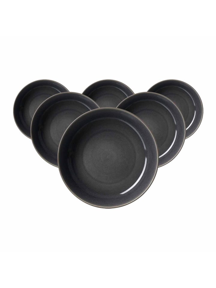 6er Set Suppenteller Toledo in Dunkelgrau ø 14,5 cm