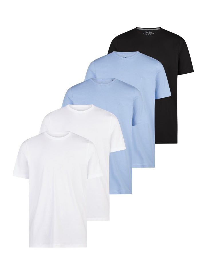 T-Shirt Basic in Weiß / hellblau / schwarz