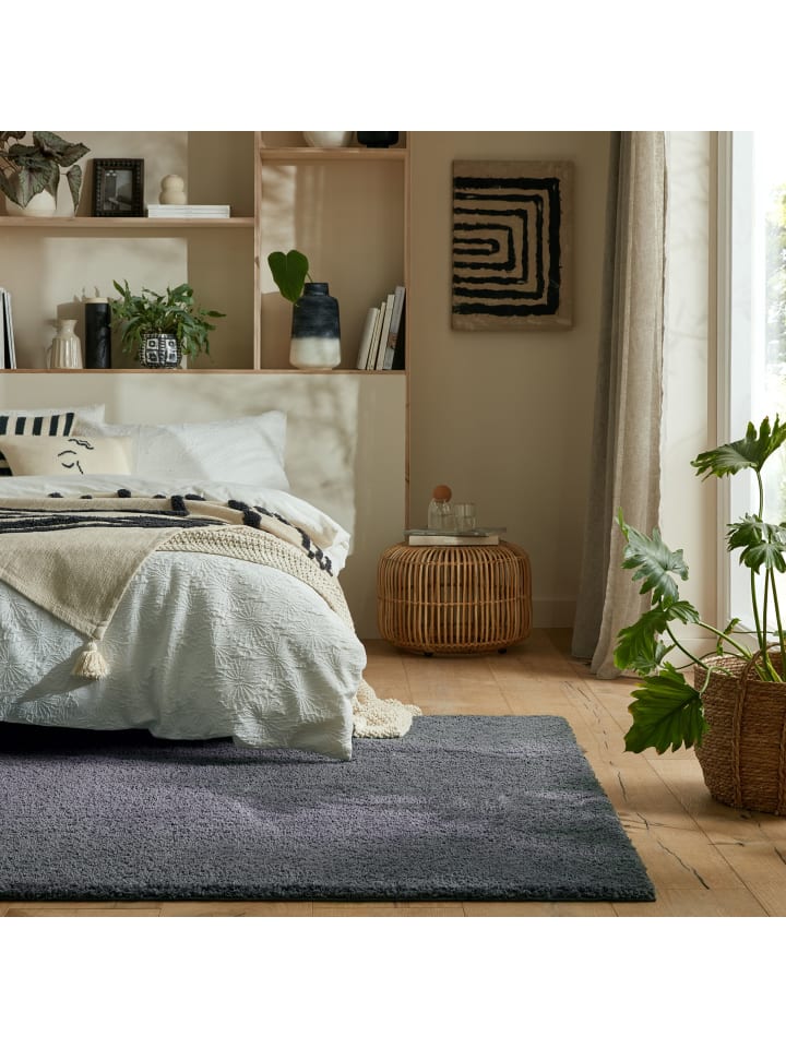 Langflor-Teppich Flauschig GIPPING Wohnzimmer Modern Wohnlich in Anthrazit