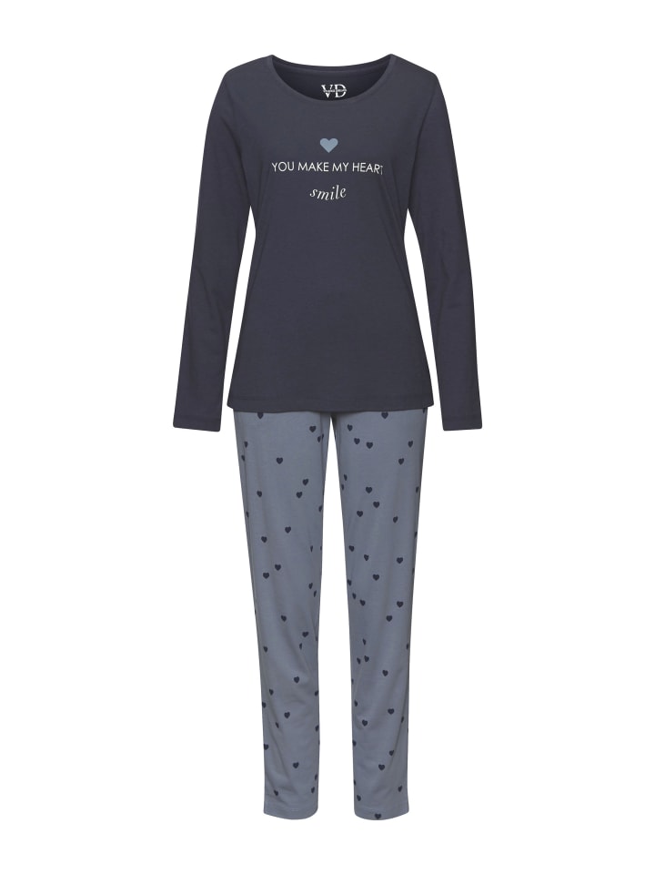 Pyjama in graublau gemustert