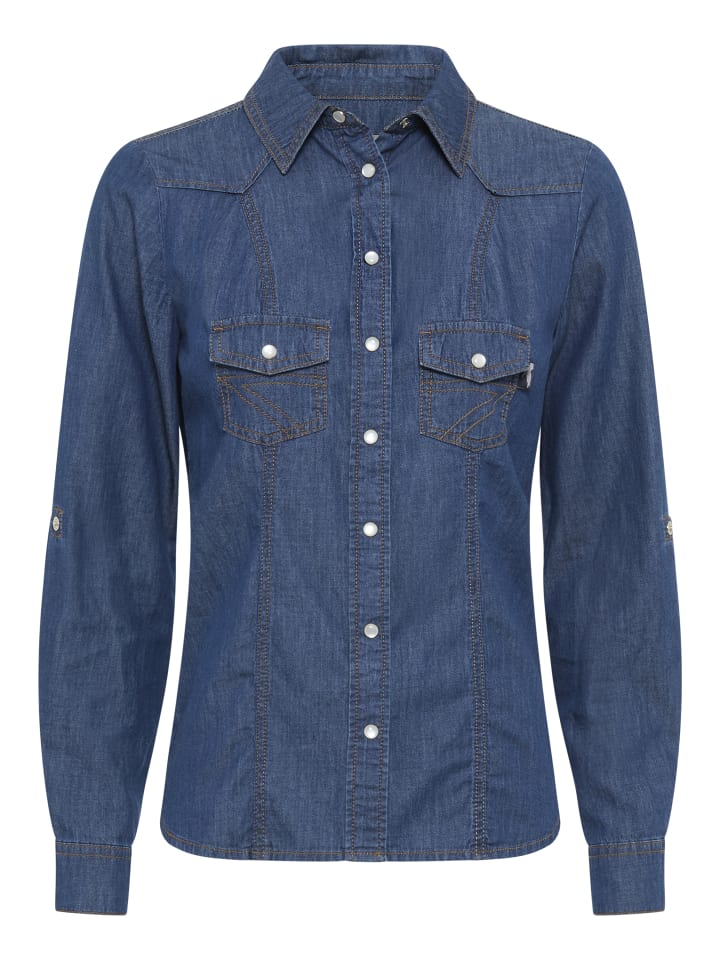 Jeansbluse in dunkel blau uses