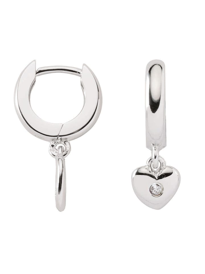925 Silber Ohrringe / Creolen Herz mit Zirkonia Ø 11,8 mm in silber