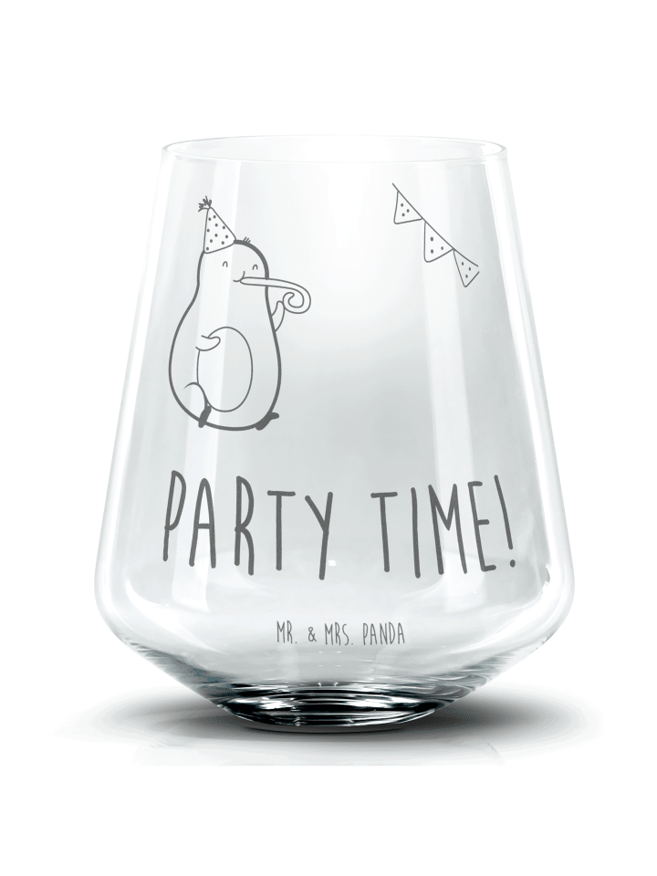 Longdrink Glas Avocado Party Zeit mit Spruch in Transparent
