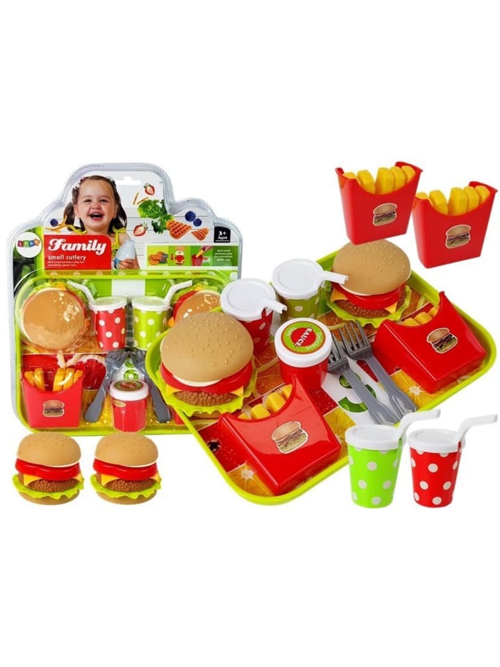 Set Hamburger Pommes mit Tablett
