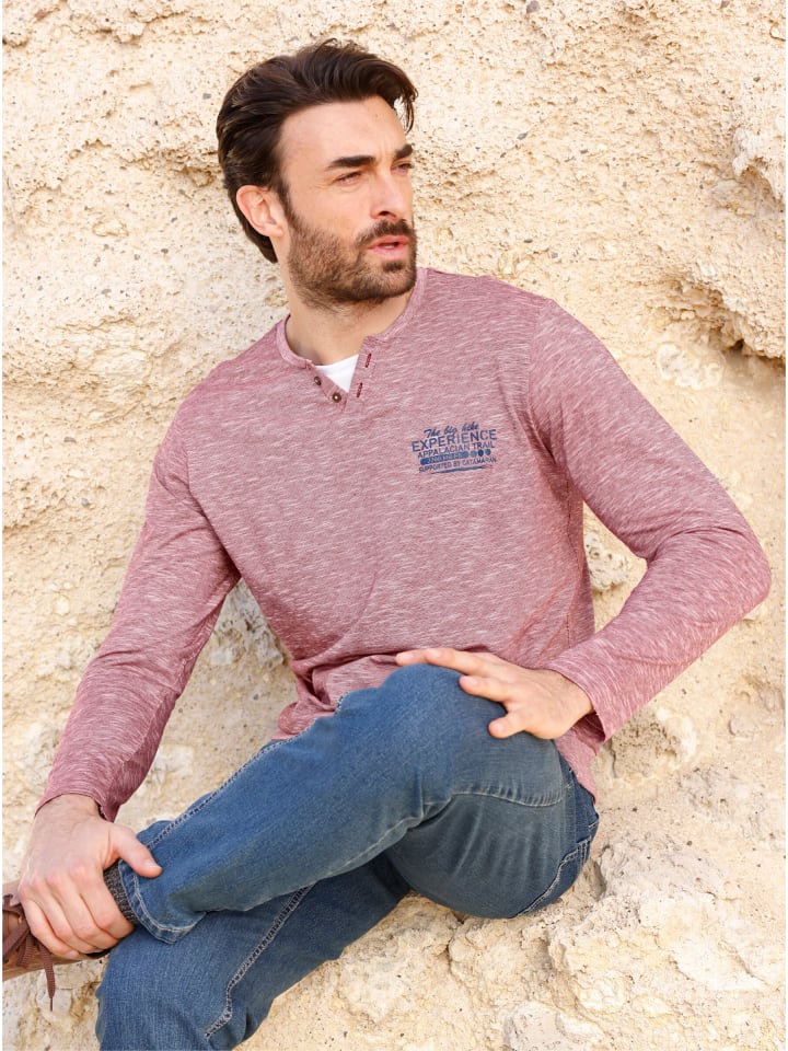 Langarm-Shirt in bordeaux-meliert