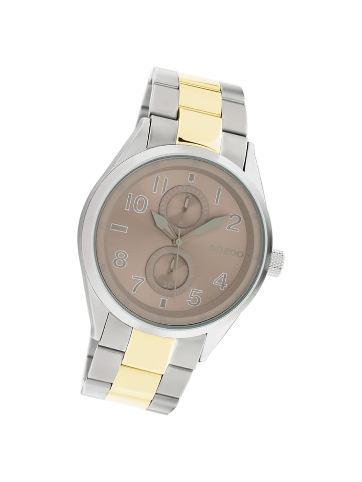 Analog-Armbanduhr Oozoo Timepieces silber, gold groß (ca. 42mm)