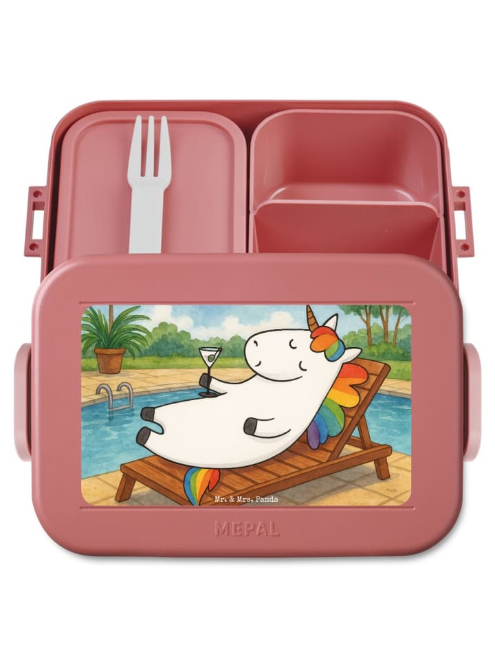 Lunch Box Einhorn Blümchentail Design ohne Spruch in Rot Pastell