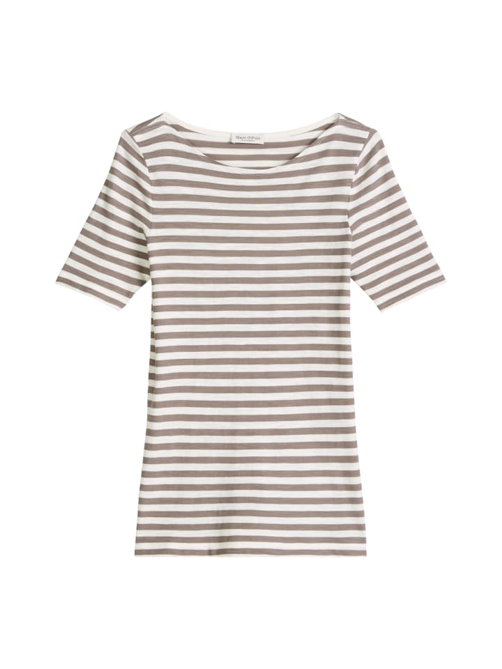 Gestreiftes T-Shirt slim in Medium Brown