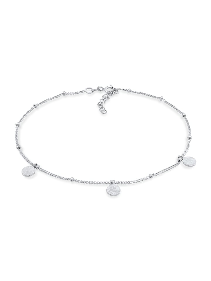 Fußschmuck 925 Sterling Silber Kreis, Kugel, Plättchen in Silber