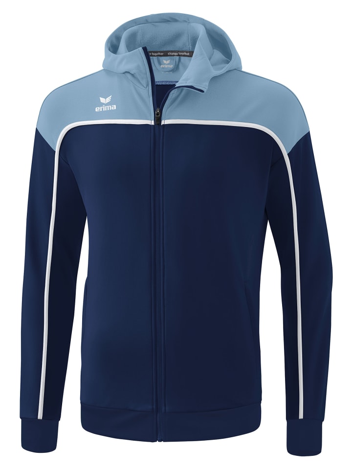 Kinder Change By Erima Trainingsjacke mit Kapuze in new navy/faded denim/weiß