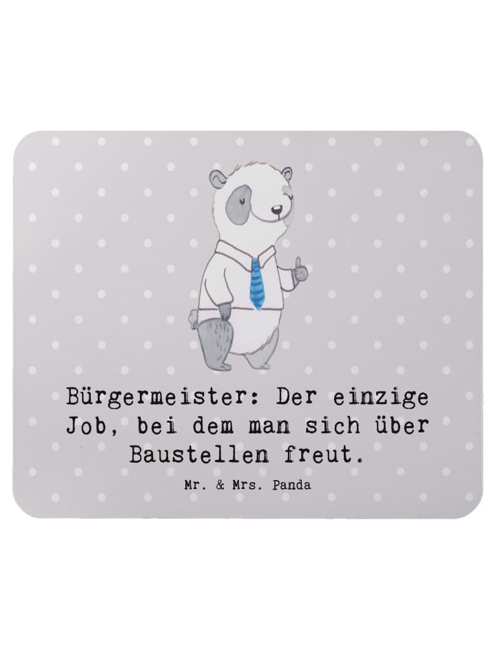 Maus-Pad Bürgermeister Freude mit Spruch in Grau Pastell