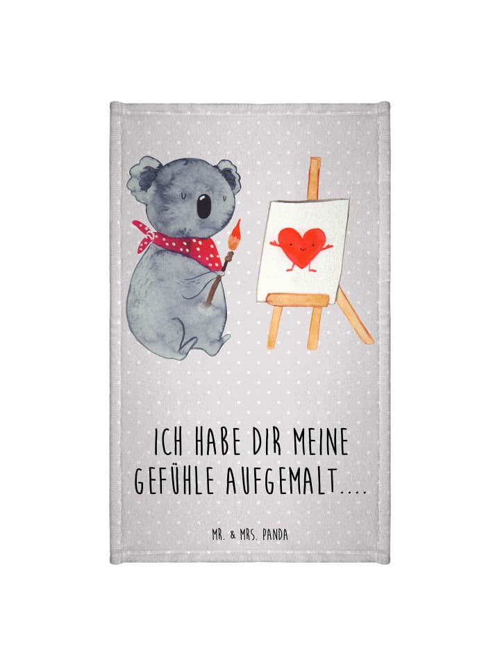 Kinderhandtuch Koala Künstler mit Spruch in Grau Pastell
