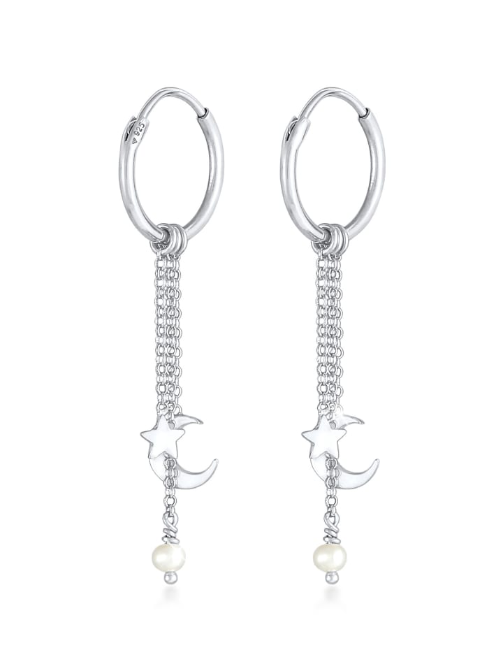 Ohrringe 925 Sterling Silber Halbmond, Sterne, Stern in Silber